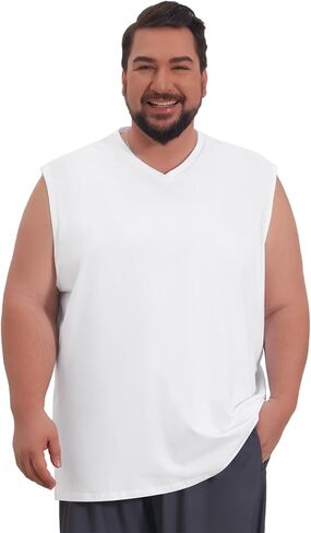Men's Big & Tall V-Neck Tank Top Soft Breathable Sleeveless Undershirt for Everyday Comfort in Kuwait