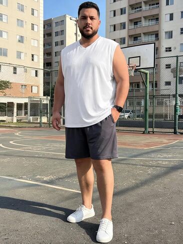 Men's Big & Tall V-Neck Tank Top Soft Breathable Sleeveless Undershirt for Everyday Comfort in Kuwait