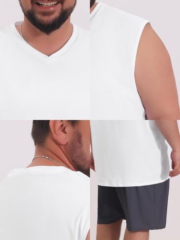 Men's Big & Tall V-Neck Tank Top Soft Breathable Sleeveless Undershirt for Everyday Comfort in Kuwait
