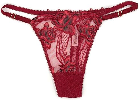 Victoria's Secret Women's Floral Embroidery Red Rose Lace Thong Panty Medium in Kuwait