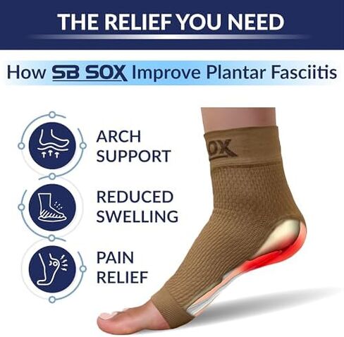 SB SOX - زوجان من الجوارب الضاغطة لالتهاب اللفافة الأخمصية (عارية، كبيرة + رمادية، كبيرة) in Saudi Arabia