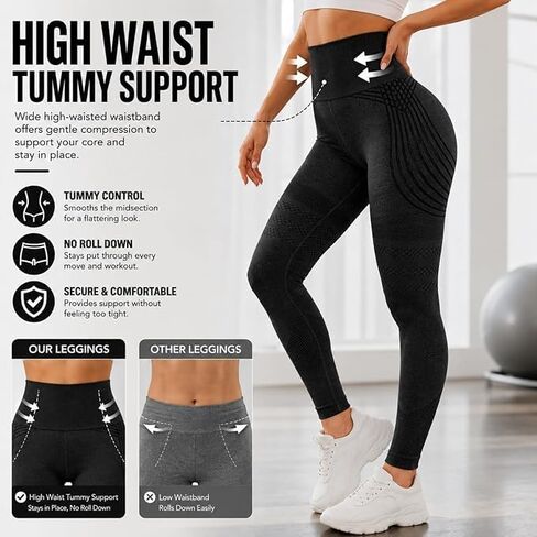 3D Cellulite Compression Leggings for Women, High Waisted Tummy Control Yoga Pants, Stretch Athletic Leggings in Kuwait
