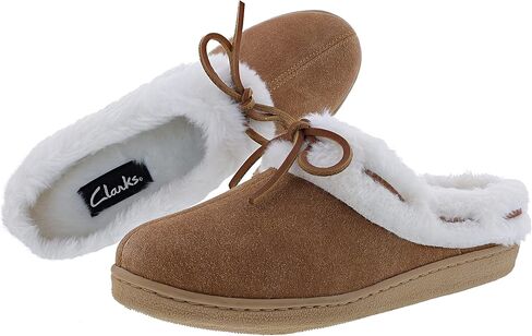شبشب Clarks نسائي من الفرو الصناعي للاستخدام الداخلي والخارجي (11 M US، جلد سويدي البقر الكونياك) in Kuwait