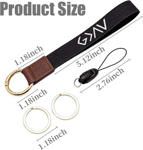 Yancorp God Is Greater Black Keychain Heavy Duty Nylon Strap with Gold Cross Ring, Christian Inspirational Car Key Holder Belt Backpack for Men and Women in Saudi Arabia