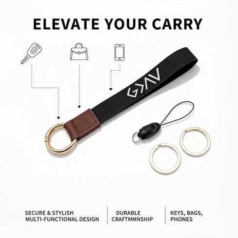 Yancorp God Is Greater Black Keychain Heavy Duty Nylon Strap with Gold Cross Ring, Christian Inspirational Car Key Holder Belt Backpack for Men and Women in Saudi Arabia