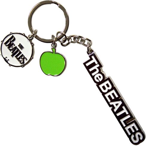 منتجات Rock Off مرخصة رسميًا من Beatles Text Logo Drop T Drum & Apple Charms سلسلة مفاتيح معدنية in Kuwait
