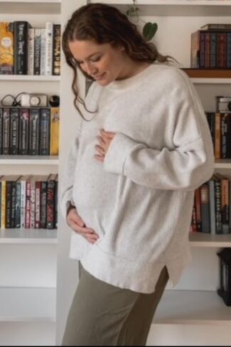 PinkBlush Olive Linen Frayed Hem Crop Maternity Pants in Saudi Arabia