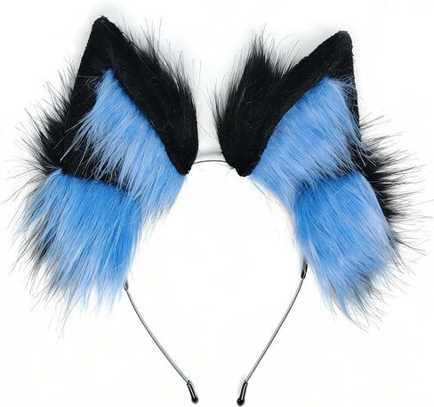 Upriver Faux Fur Wolf Cat Fox Ears Headband Handmade Furry Animal Ears Headwear Costume Accessories for Halloween Cosplay in Saudi Arabia