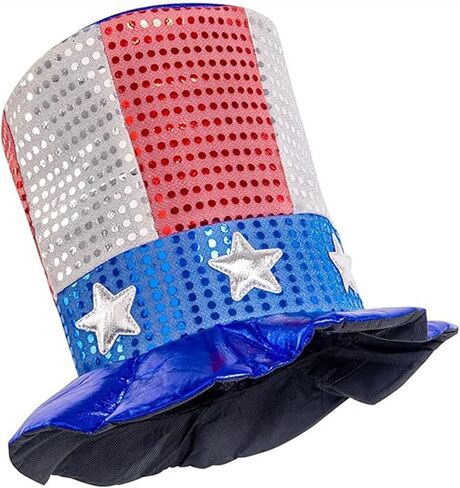 GJD 4th of July Hat American Flag Top Hat Red White Blue Adult Patriotic Headwear for Independence Day Party Dress Up in Saudi Arabia