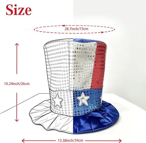 GJD 4th of July Hat American Flag Top Hat Red White Blue Adult Patriotic Headwear for Independence Day Party Dress Up in Saudi Arabia