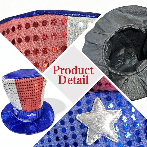GJD 4th of July Hat American Flag Top Hat Red White Blue Adult Patriotic Headwear for Independence Day Party Dress Up in Saudi Arabia