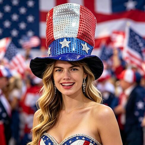 GJD 4th of July Hat American Flag Top Hat Red White Blue Adult Patriotic Headwear for Independence Day Party Dress Up in Saudi Arabia