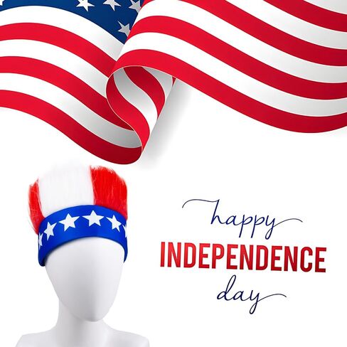 Patriotic Hairy Headband Red White Blue Troll Wig Hat & Costume Accessory Crazy Hats for 4th of July, Memorial Day, and Sports Events in Saudi Arabia
