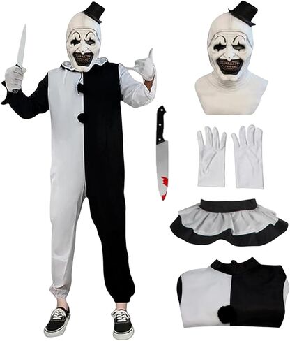 Moalioi Clown Costume Cosplay Halloween Bodysuit The Killer Clown Cosplay Costume Full Set in Saudi Arabia
