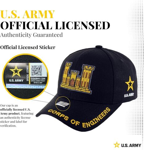 Officially Licensed U.S. Army Military Vietnam Veteran Baseball Cap - Corps of Engineers Embroidered U.S. Flag Premium Quality Adjustable Hook-and-Loop Closure Hat in Saudi Arabia