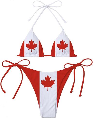 Canada Country Flag Women Micro Sexy Bikini Bra Set Summer Beachwear Sexy Beach Two Pieces Bathing Suits in Saudi Arabia