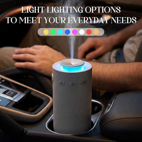 Stillstorm Waterless Diffuser for Essential Oil, Portable Aromatherapy Diffuser, Car Air Freshener with 8 Light Colors, Fabric Material Scent Air Machine for Home, Office, Essential Oils Excluded in Saudi Arabia