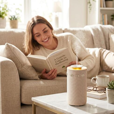 Stillstorm Waterless Diffuser for Essential Oil, Portable Aromatherapy Diffuser, Car Air Freshener with 8 Light Colors, Fabric Material Scent Air Machine for Home, Office, Essential Oils Excluded in Saudi Arabia