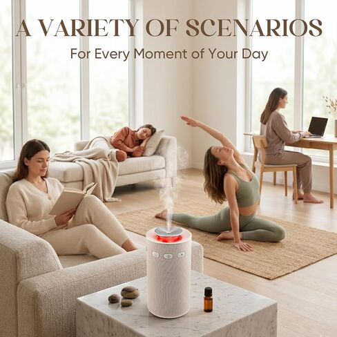 Stillstorm Waterless Diffuser for Essential Oil, Portable Aromatherapy Diffuser, Car Air Freshener with 8 Light Colors, Fabric Material Scent Air Machine for Home, Office, Essential Oils Excluded in Saudi Arabia