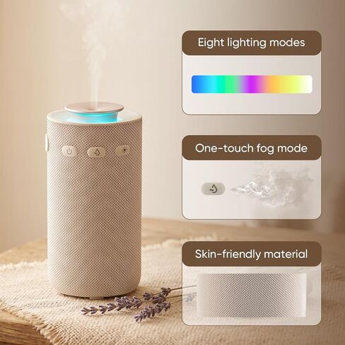 Stillstorm Waterless Diffuser for Essential Oil, Portable Aromatherapy Diffuser, Car Air Freshener with 8 Light Colors, Fabric Material Scent Air Machine for Home, Office, Essential Oils Excluded in Saudi Arabia