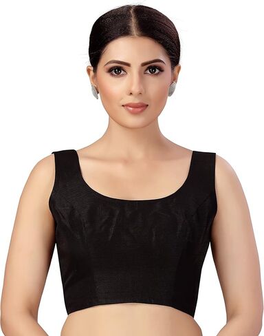 STUDIO Shringaar Women's Readymade Art Silk Sleeveless Saree Blouse in Kuwait