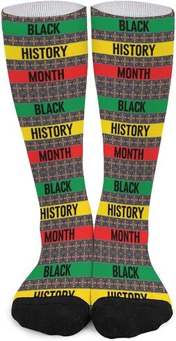 Black History Month Unisex Casual Novelty Crew Socks Color Matching for Stockings Birthday Anniversary Holiday Gifts 16in in Saudi Arabia