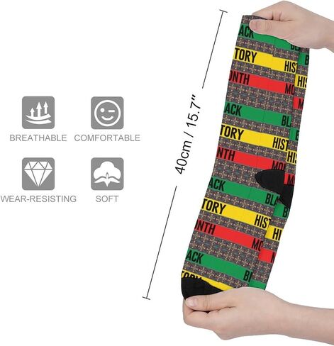 Black History Month Unisex Casual Novelty Crew Socks Color Matching for Stockings Birthday Anniversary Holiday Gifts 16in in Saudi Arabia