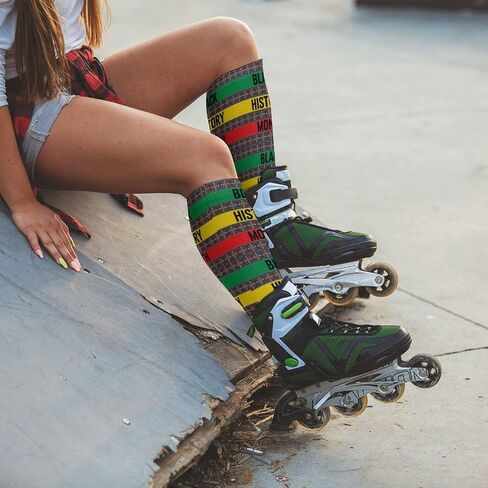 Black History Month Unisex Casual Novelty Crew Socks Color Matching for Stockings Birthday Anniversary Holiday Gifts 16in in Saudi Arabia