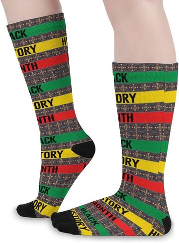 Black History Month Unisex Casual Novelty Crew Socks Color Matching for Stockings Birthday Anniversary Holiday Gifts 16in in Saudi Arabia