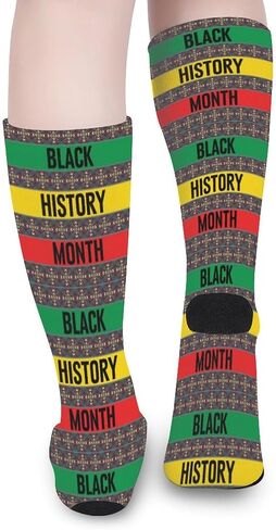 Black History Month Unisex Casual Novelty Crew Socks Color Matching for Stockings Birthday Anniversary Holiday Gifts 16in in Saudi Arabia