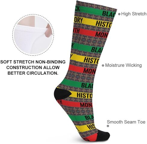 Black History Month Unisex Casual Novelty Crew Socks Color Matching for Stockings Birthday Anniversary Holiday Gifts 16in in Saudi Arabia