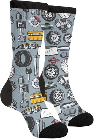Car Mechanic Novelty Crew Socks Casual Crazy Funny Dress Socks For Women Men Teens Gift in Saudi Arabia