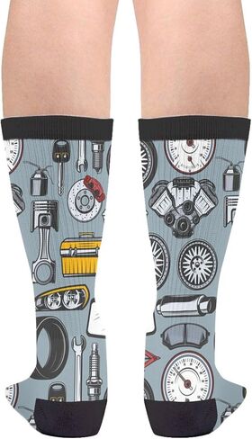 Car Mechanic Novelty Crew Socks Casual Crazy Funny Dress Socks For Women Men Teens Gift in Saudi Arabia