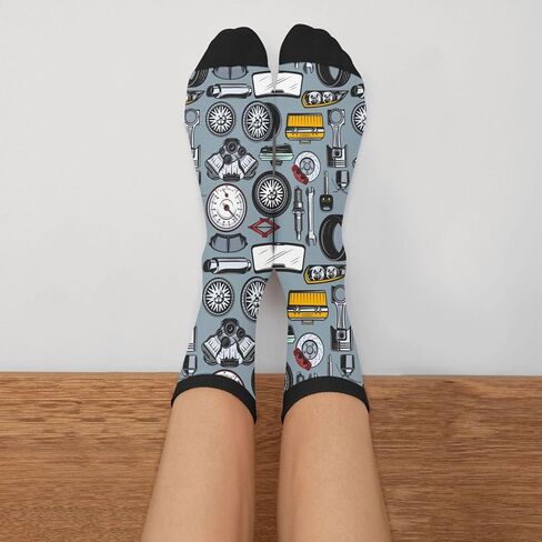 Car Mechanic Novelty Crew Socks Casual Crazy Funny Dress Socks For Women Men Teens Gift in Saudi Arabia