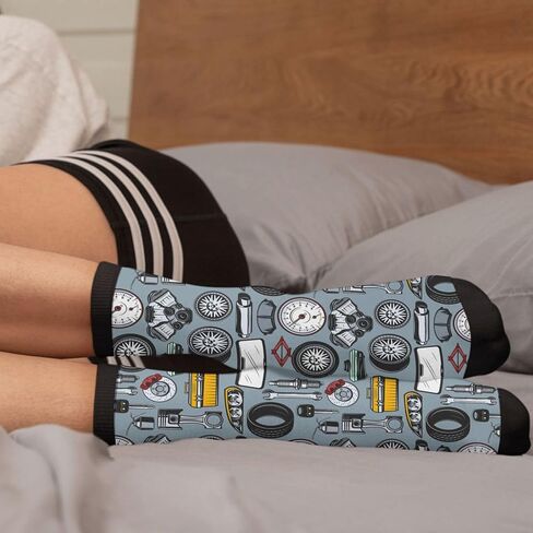 Car Mechanic Novelty Crew Socks Casual Crazy Funny Dress Socks For Women Men Teens Gift in Saudi Arabia