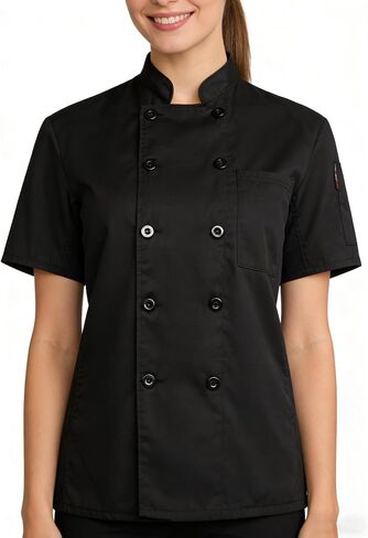 Unisex Chef Coat Lightweight Chef Jacket Black Short Sleeve Shirt Chef Uniform Costume for Kitchen Restaurant in Saudi Arabia