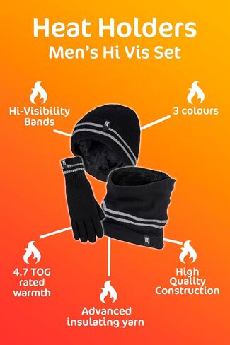 HEAT HOLDERS - Mens Hi Vis Thermal Insulated Reversible Knit Cap 3.4 tog One Size in Saudi Arabia