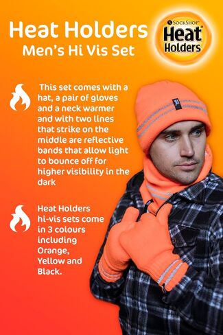 HEAT HOLDERS - Mens Hi Vis Thermal Insulated Reversible Knit Cap 3.4 tog One Size in Saudi Arabia