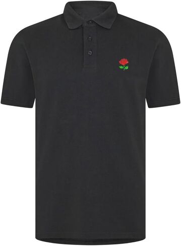 Mens Polo Shirts Rose Flower Embroidered Short Sleeve Comfort Wear Polo Shirts in Saudi Arabia