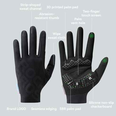 ROCKBROS Cycling Gloves for Men Women – 3D Padded Gel Breathable Biking Gloves, Touchscreen Compatible, Available in Half Finger & Full Finger for Outdoor Sports in Kuwait