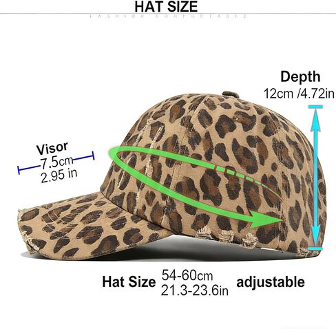 IZUS Distressed Baseball Hats for Women Men Leopard Pattern Trucker Hat Cotton-Scratch-Brim Hip Hop Caps Fashion Dad Cap in Kuwait