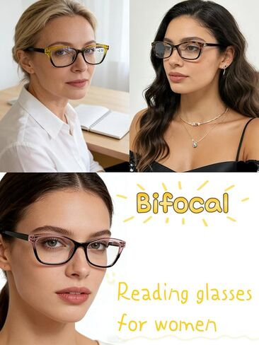 HIYANJN Bifocal Reading Glasses for Women,3 Pack Clear Top Readers with Spring Hinges, Stylish Gradient Small Cat Eye Frame in Saudi Arabia
