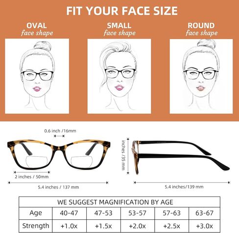 HIYANJN Bifocal Reading Glasses for Women,3 Pack Clear Top Readers with Spring Hinges, Stylish Gradient Small Cat Eye Frame in Saudi Arabia