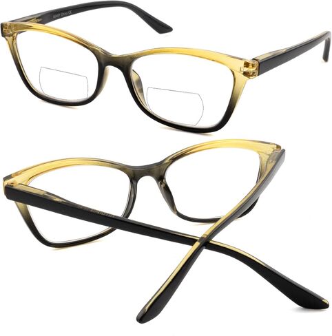 HIYANJN Bifocal Reading Glasses for Women,3 Pack Clear Top Readers with Spring Hinges, Stylish Gradient Small Cat Eye Frame in Saudi Arabia