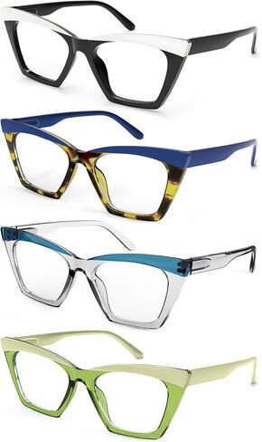 Oversized Reading Glasses Women Ladies Blue Light Blocking Wide Large Computer Readers 4 Pack Anti Eyestrain/UV/Glare in Saudi Arabia