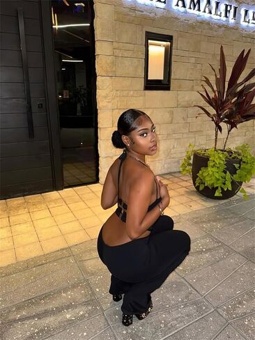Sexy Romper for Women Sleeveless Hollow out Halter Jumpsuit Party Club Black Clothes in Saudi Arabia