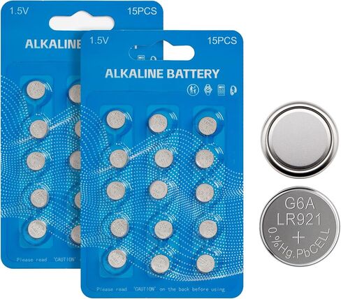 30-Pack AG6 Button Cell Batteries, 1.5V Alkaline Type - Compatible with 371, 370, SR920SW, LR920, LR921, SR927, 171, L921, LR69 Models, Ideal for Watches and Daily Electronic Devices in Saudi Arabia