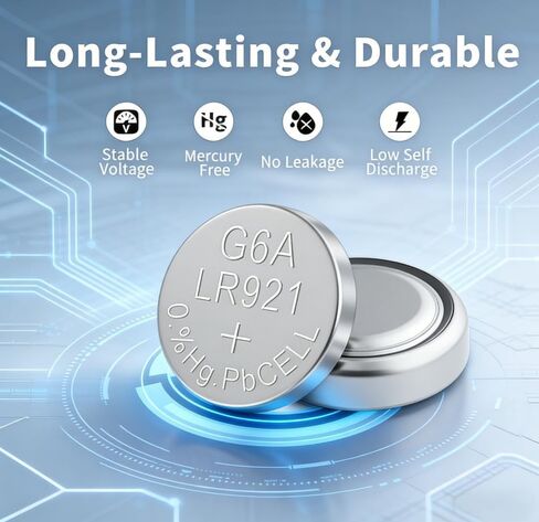 30-Pack AG6 Button Cell Batteries, 1.5V Alkaline Type - Compatible with 371, 370, SR920SW, LR920, LR921, SR927, 171, L921, LR69 Models, Ideal for Watches and Daily Electronic Devices in Saudi Arabia