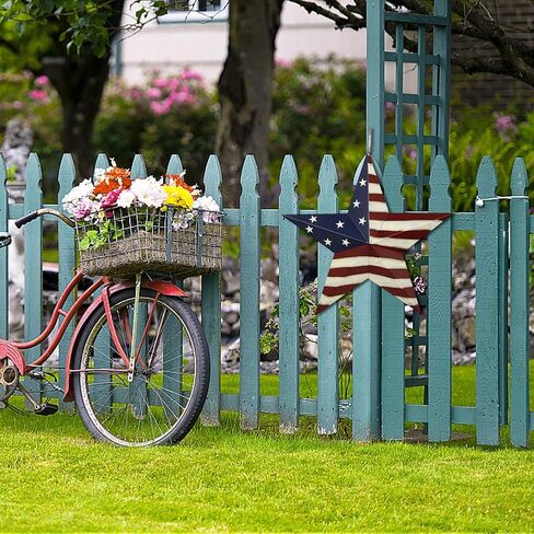 E-view Metal American Flag Barn Star Decor Patriotic Mounted 3D Wall Art July of 4th Decoration 22" in Saudi Arabia