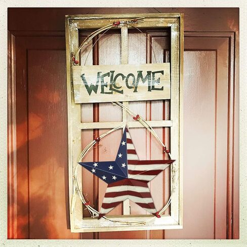 E-view Metal American Flag Barn Star Decor Patriotic Mounted 3D Wall Art July of 4th Decoration 22" in Saudi Arabia